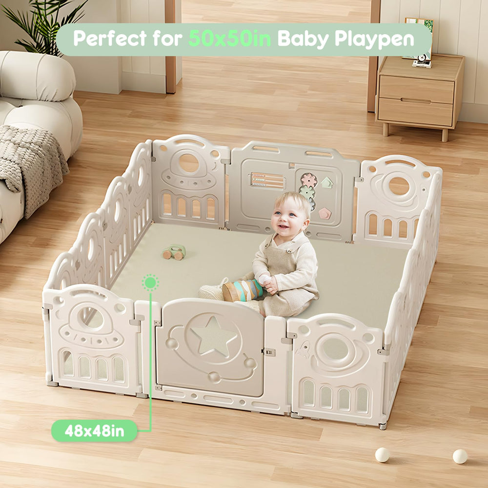 PIIKAGO padded baby play mat grayish green blends with decor while supporting playtime.