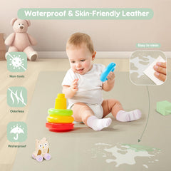 PIIKAGO padded baby play mat foam padding close-up shows soft cushioning.