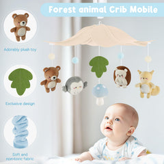 PIIKAGO Woodland crib mobile bear and friends encourages gentle reaching and tactile exploration