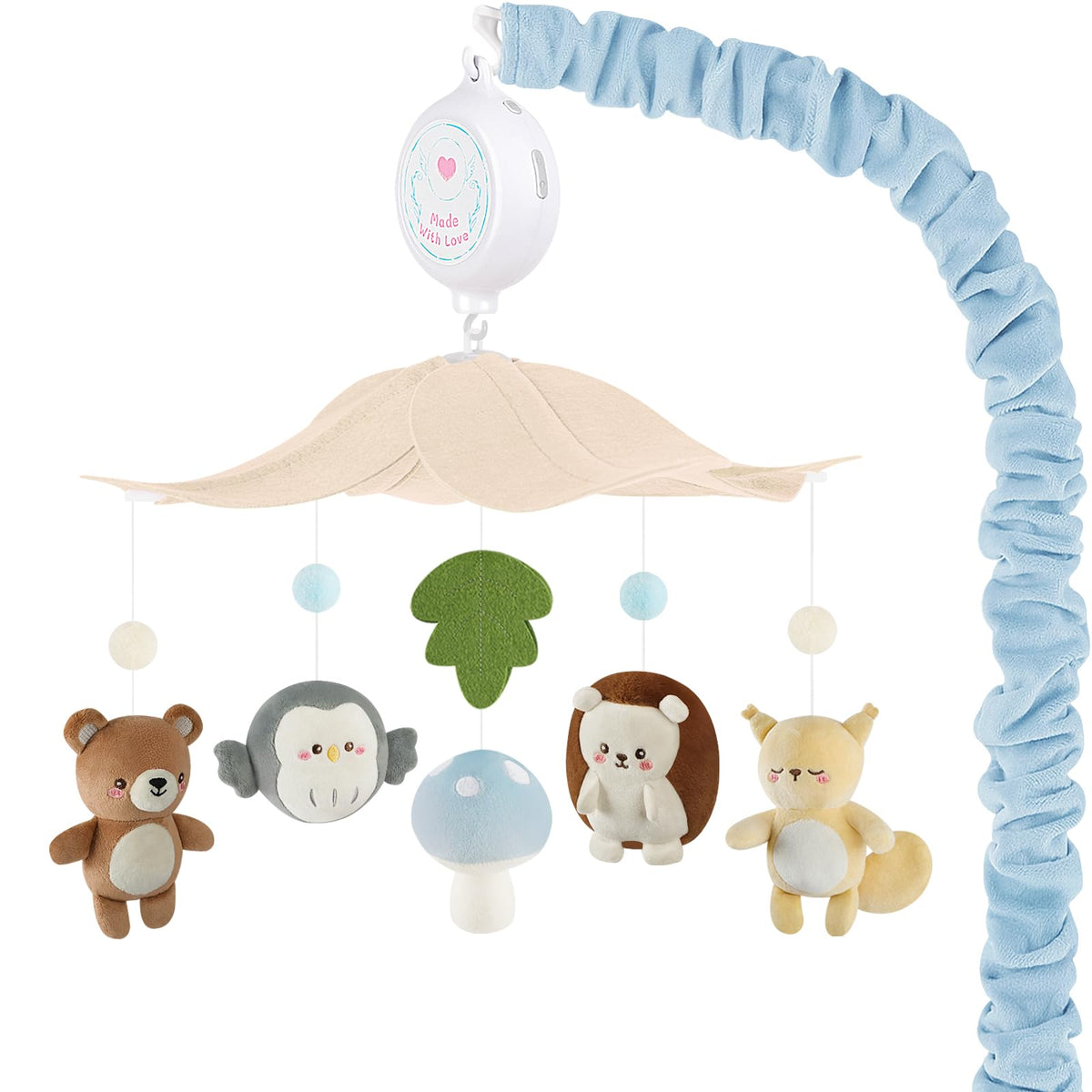 PIIKAGO Woodland crib mobile with owl for soothing bedtime ambiance