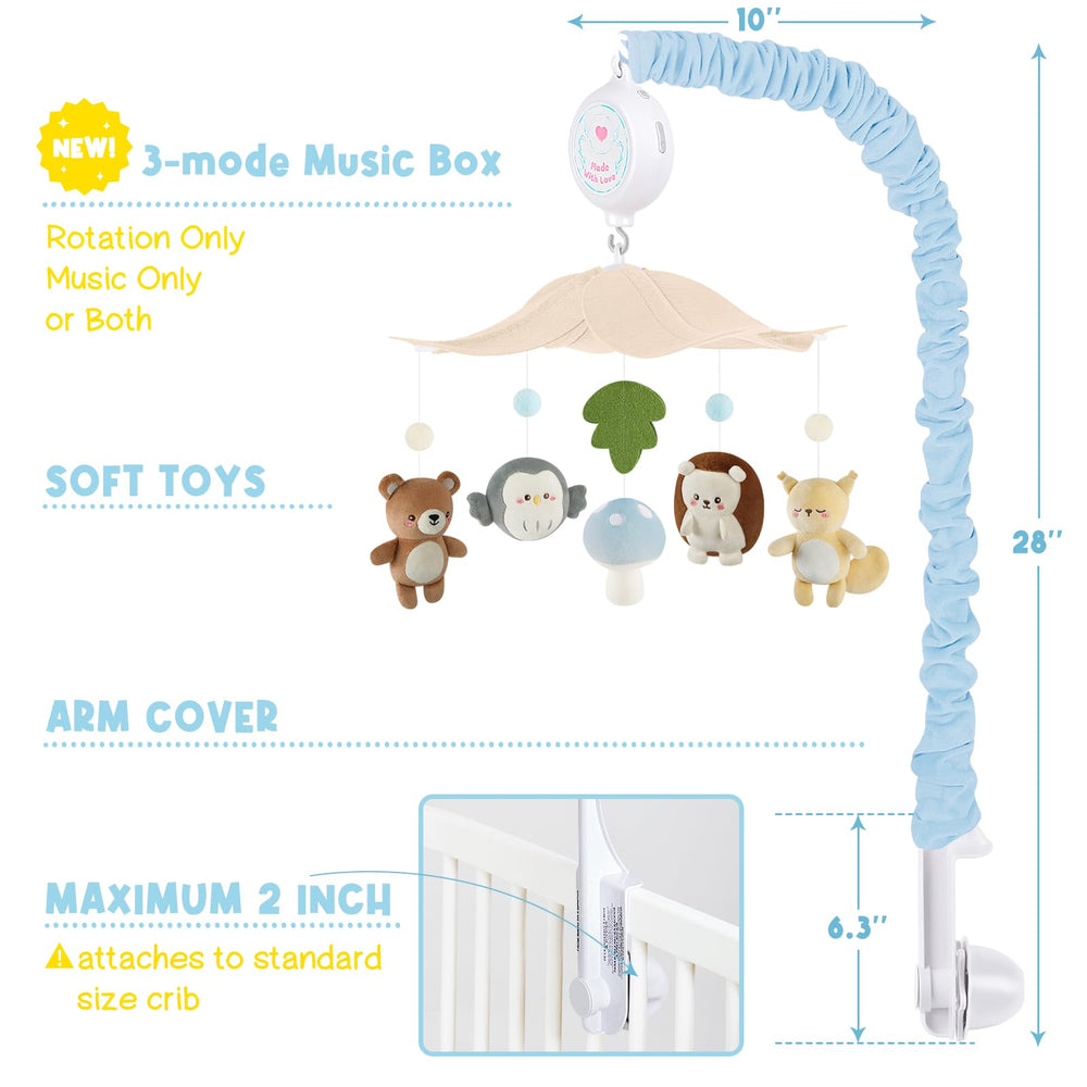 PIIKAGO Woodland crib mobile squirrel spins softly to support soothing nursery rhythms