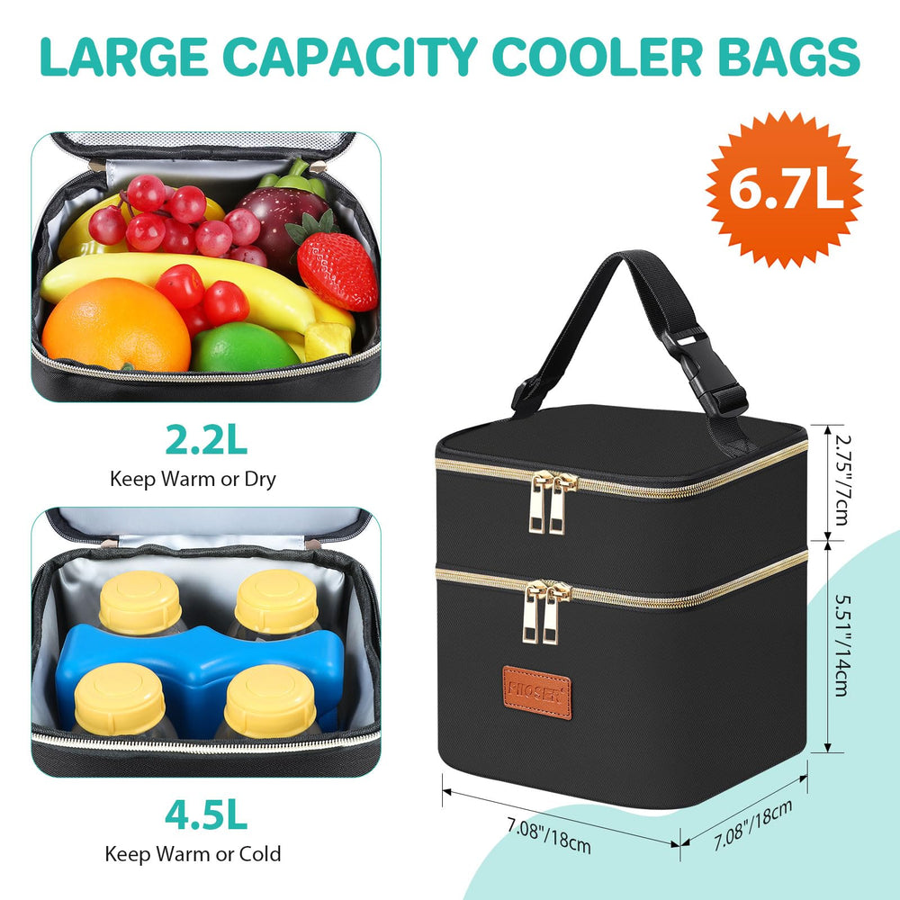 PIIOSER top compartment storing breastmilk bags and snacks neatly.