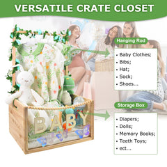 PIIOSER Baby Shower Crate acrylic panel provides clear visibility for toys and memory keepsakes.