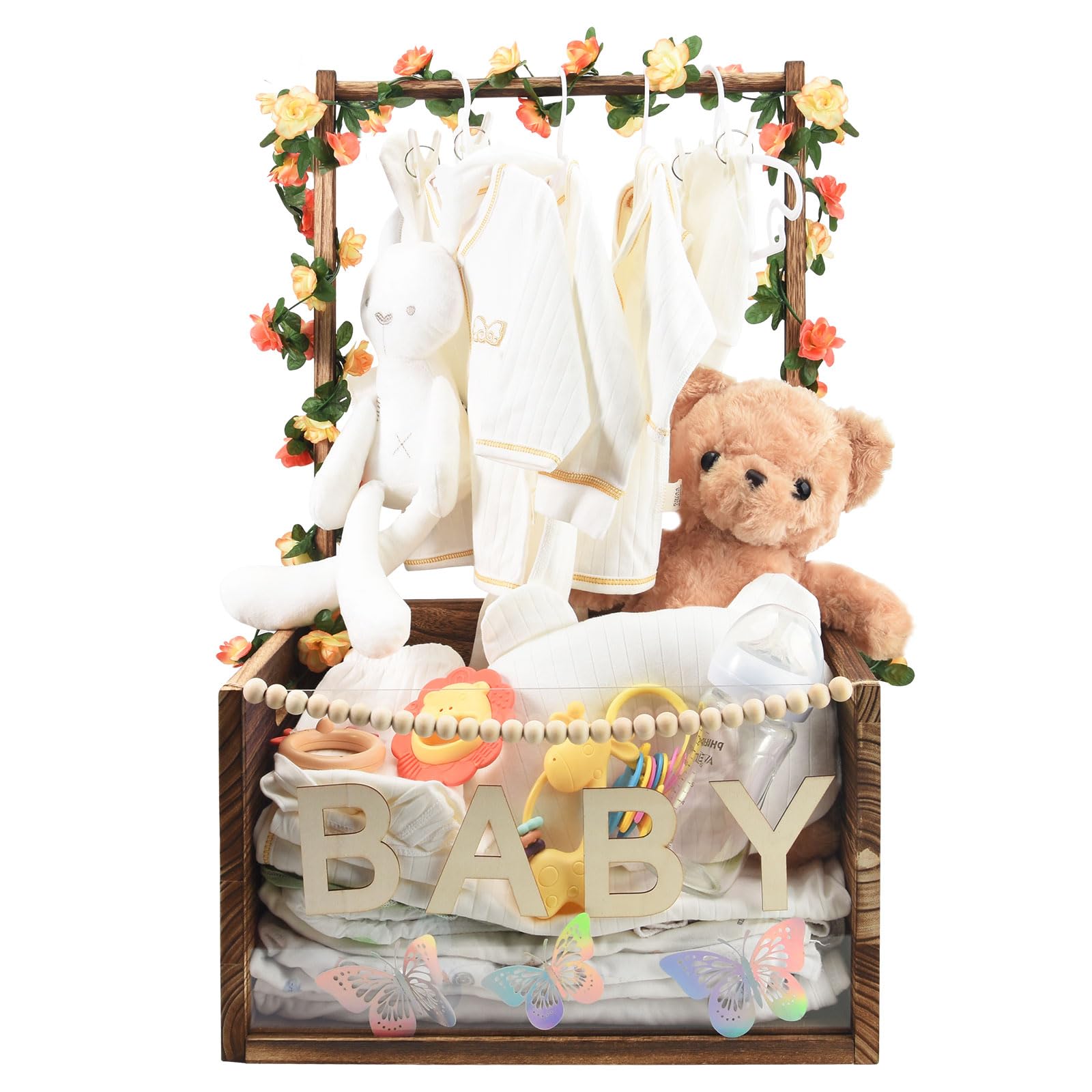 PIIOSER Baby Shower Crate Closet frame shows sturdy wooden construction for organized nursery storage