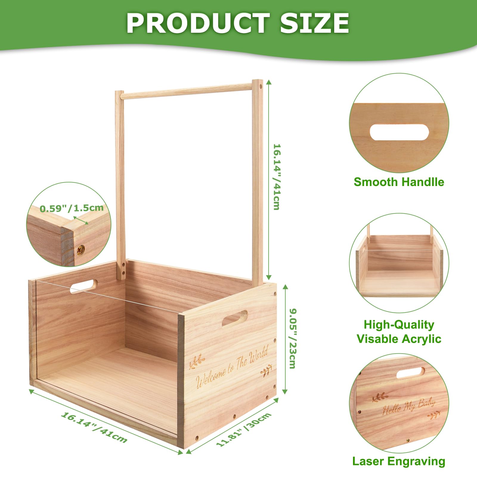 PIIOSER Baby Shower Crate large capacity stores towels, clothes, toys, and baby essentials.