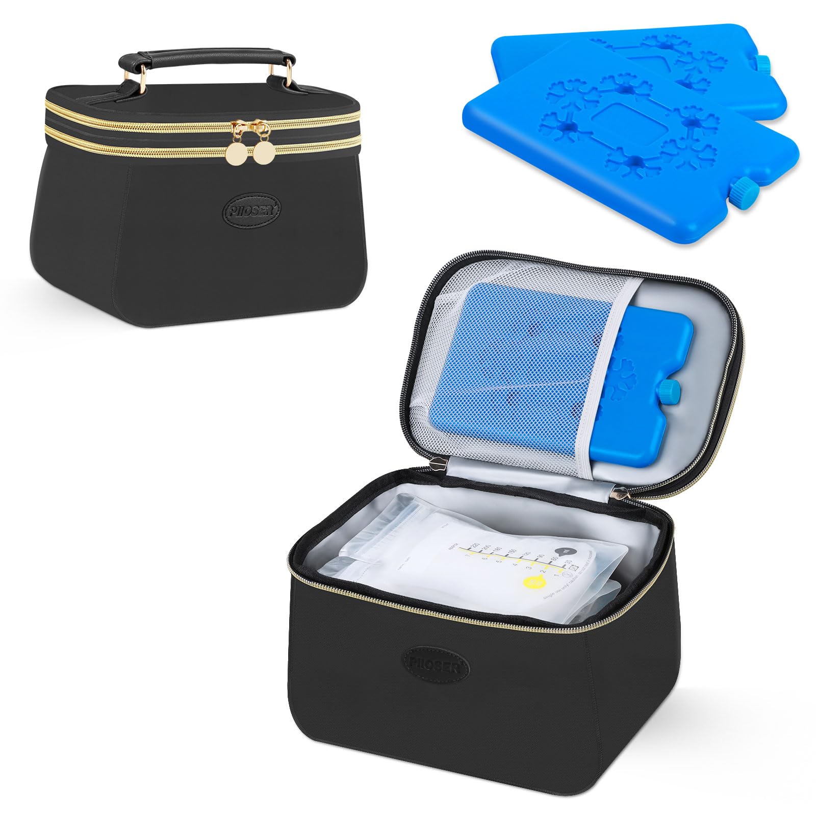 PIIOSER breast milk cooler bag with ice packs keeps milk fresh on the go