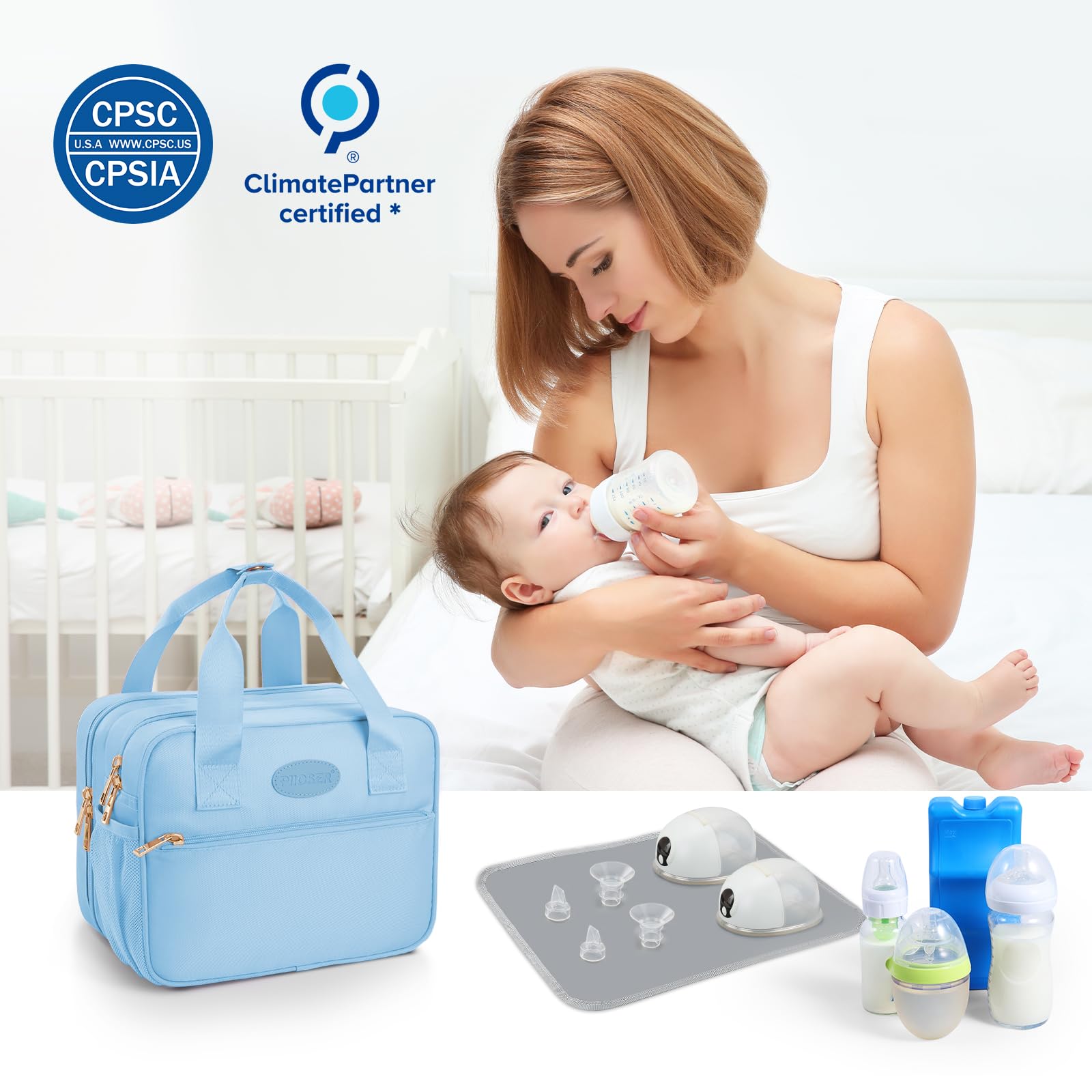 PIIOSER blue cooler bag ideal for airports, parks, and offices.