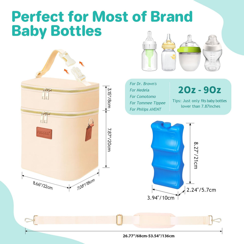 PIIOSER breastmilk cooler bag bottom compartment dimensions fit six bottles up to 9 oz
