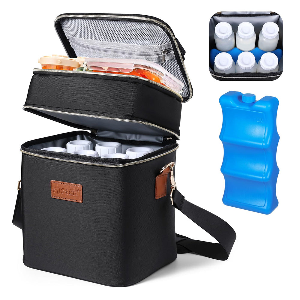 PIIOSER breastmilk cooler bag bottom compartment with ice pack keeps milk cold for hours