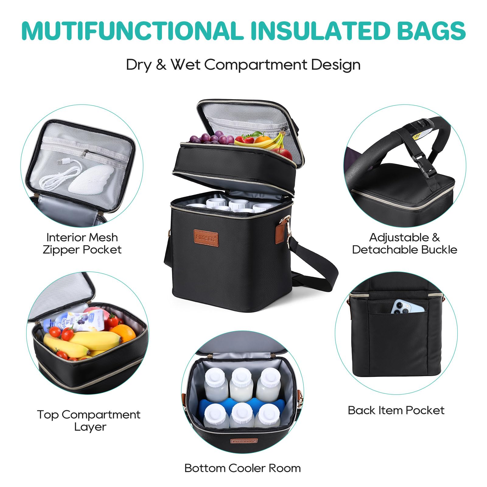 PIIOSER breastmilk cooler bag capacity up to six bottles 2-9 oz fits most brands