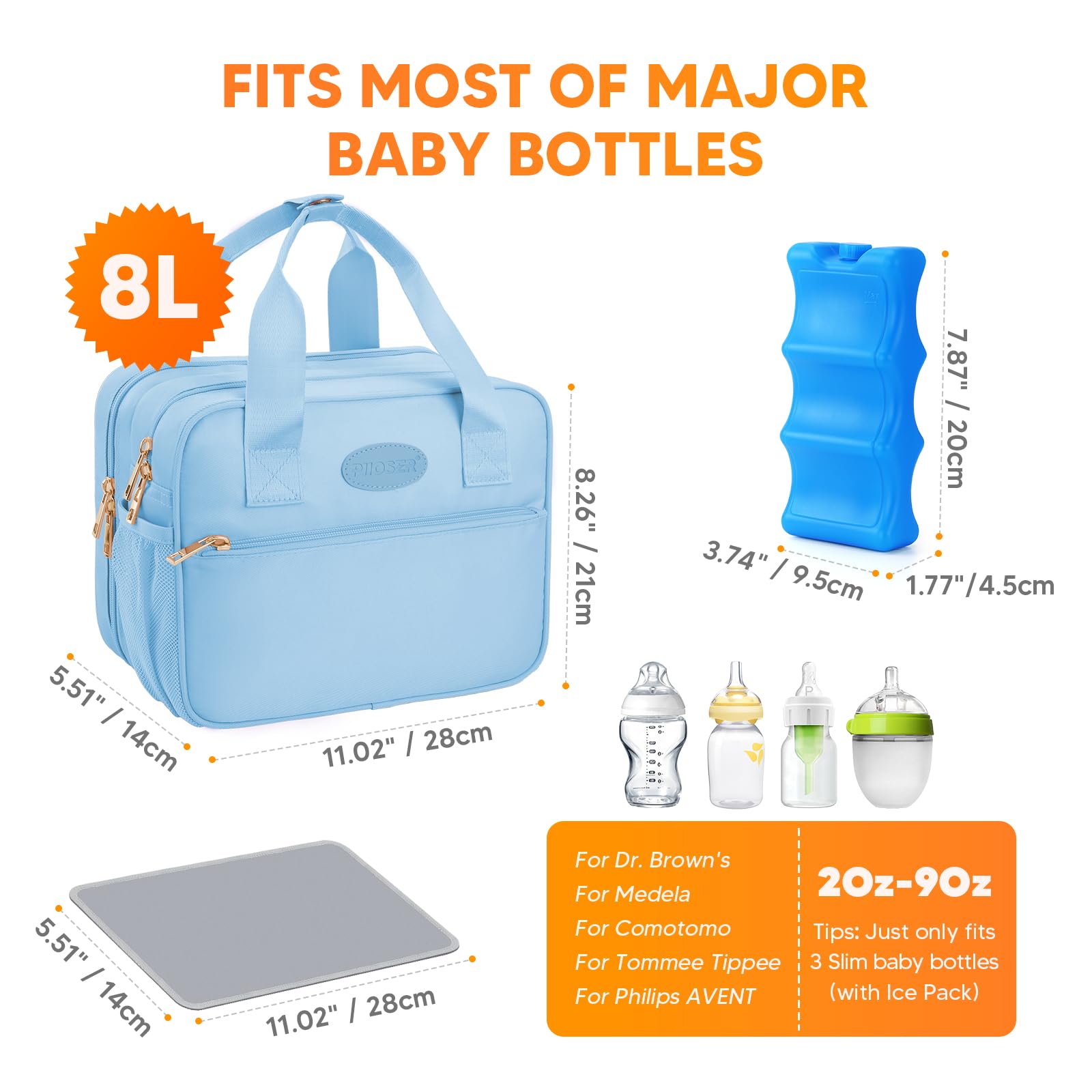 PIIOSER bag measures 11.02 by 5.51 by 8.26 inches for ample capacity.