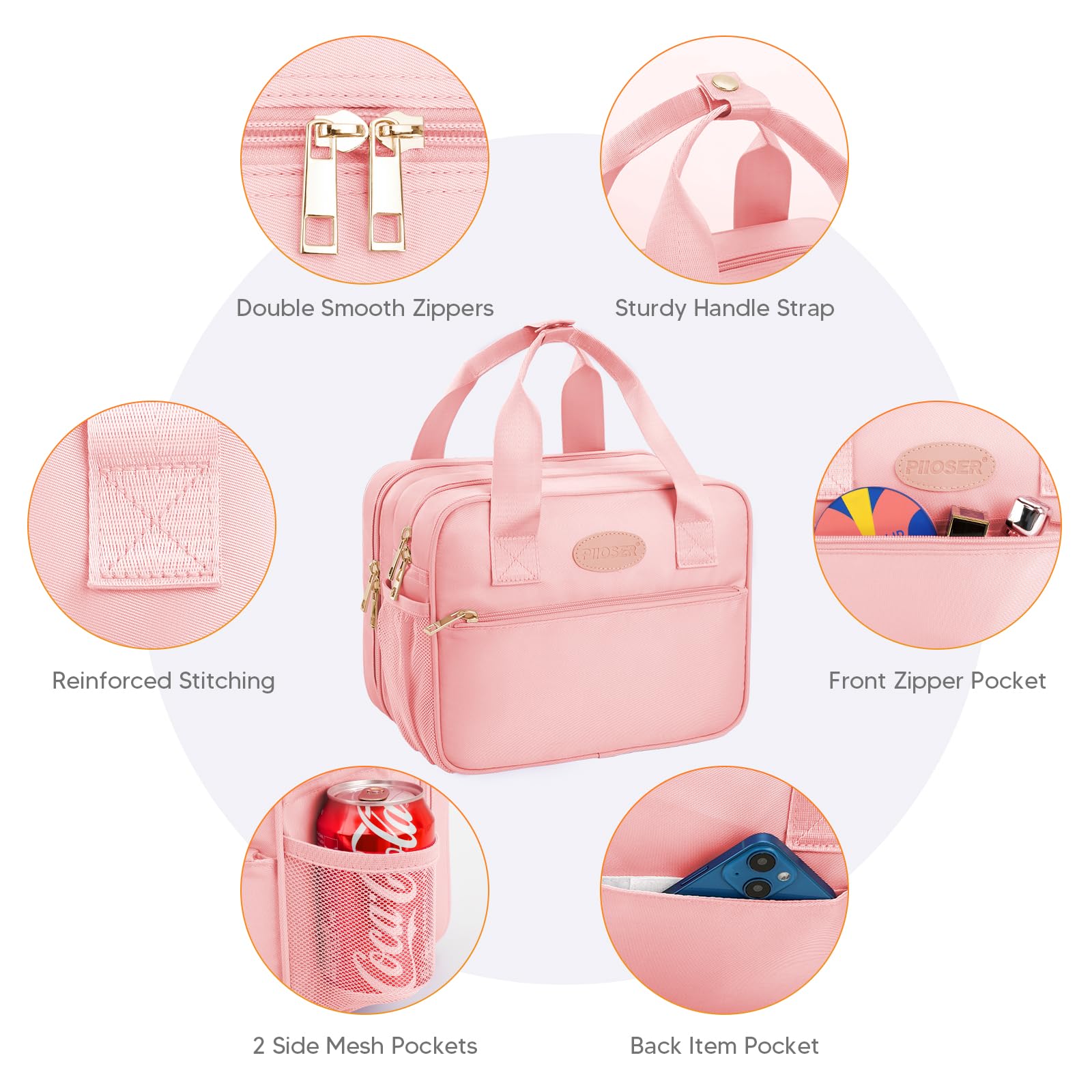 PIIOSER Breastmilk Cooler Bag dimensions 11 x 5.5 x 8.3 inches for standard bottle sizes
