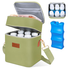 PIIOSER breastmilk cooler bag dual-compartment for organized storage on the go.