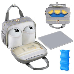 PIIOSER Breastmilk Cooler Bag front pockets show organized storage for pumps and bags