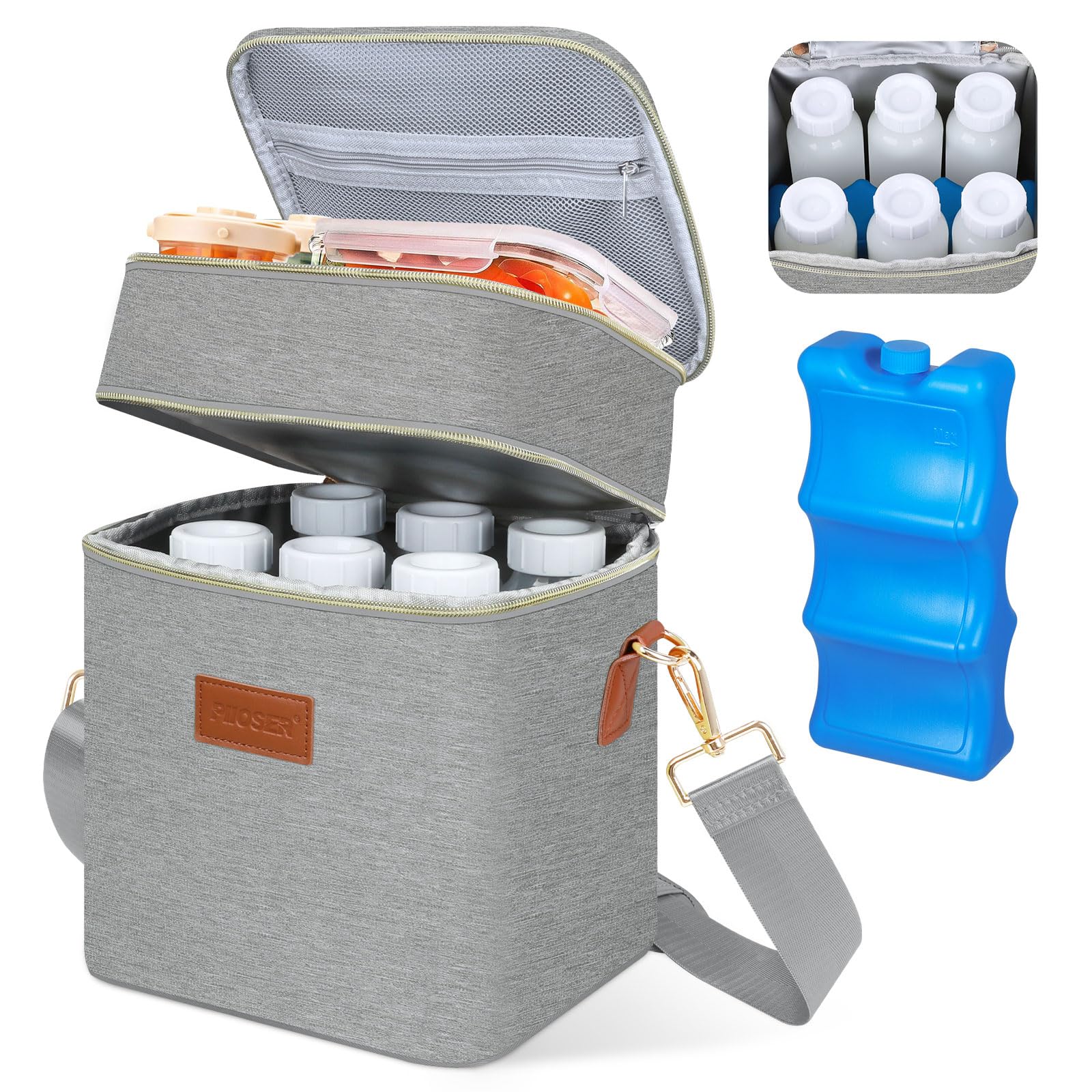 PIIOSER Breastmilk Cooler Bag front view for on-the-go nursing moms.