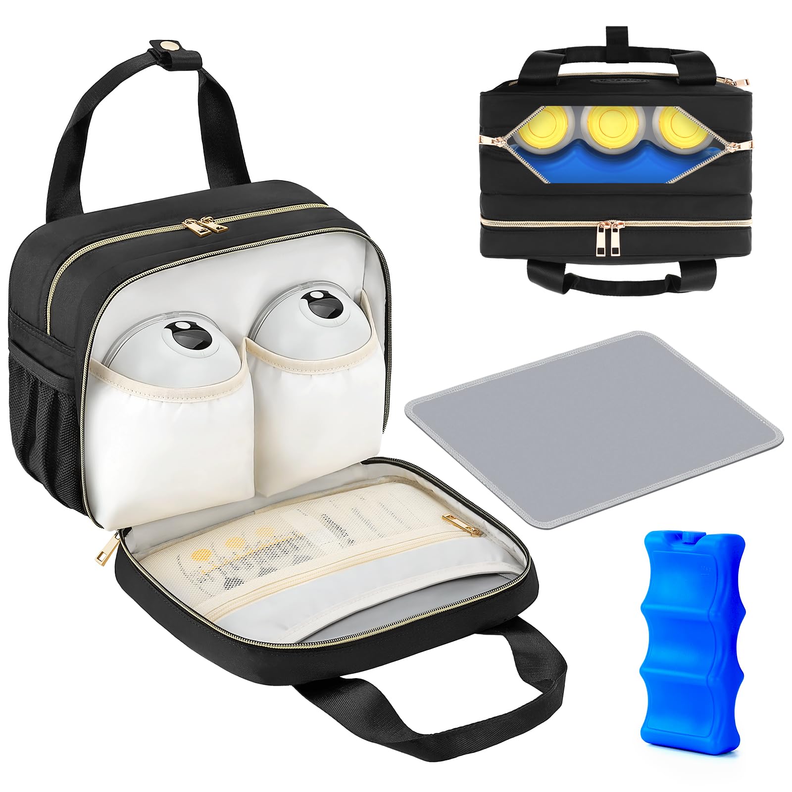 PIIOSER breastmilk cooler bag front view showing portable on-the-go design