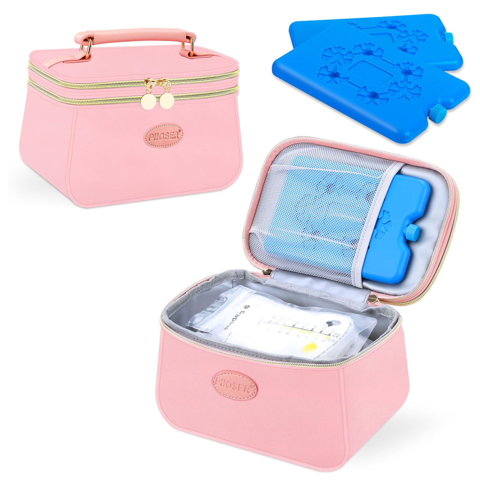PIIOSER breast milk cooler bag front view shows compact on-the-go design for feeding.