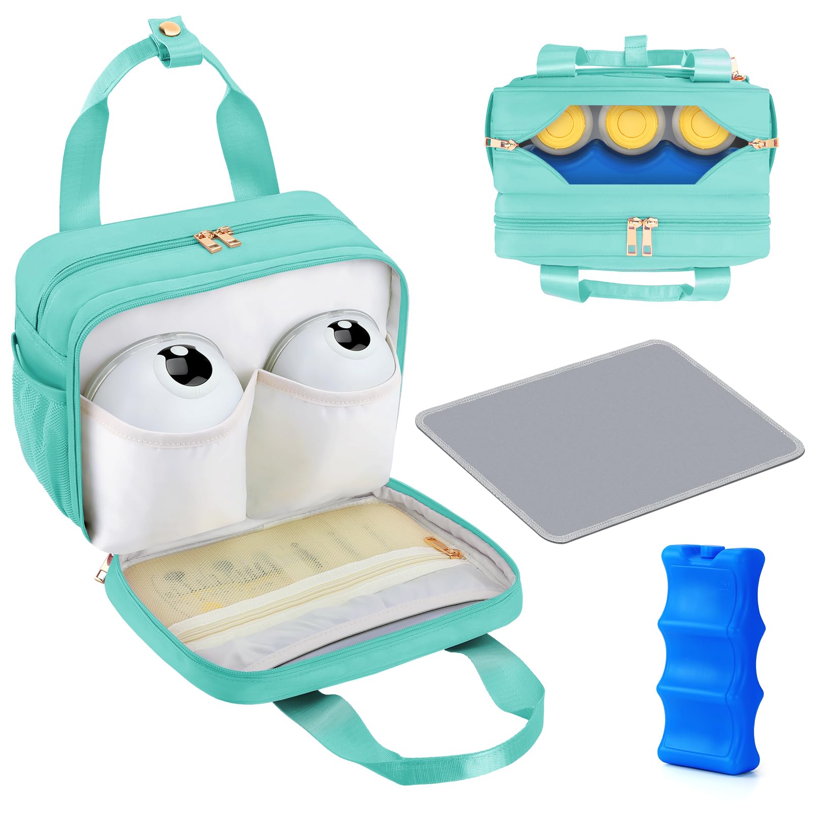 PIIOSER breastmilk cooler bag-green-small on-the-go design for parents