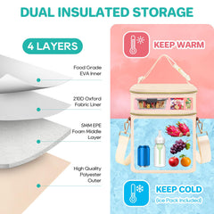 PIIOSER breastmilk cooler bag inside dual compartments demonstrates organization for bottles and pumps
