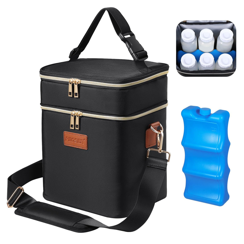 PIIOSER breastmilk cooler bag interior pocket stores wipes and small items