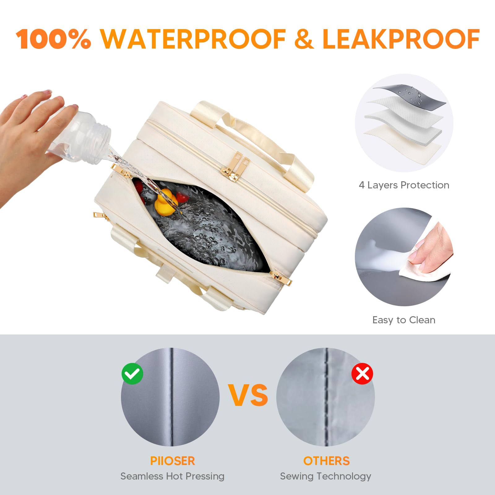 PIIOSER Breastmilk Cooler Bag mesh pocket stores bags and cables neatly for quick access