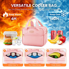 PIIOSER Breastmilk Cooler Bag mesh pocket stores bags or cables neatly for moms