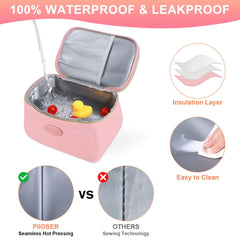 PIIOSER breast milk cooler bag open top reveals organized compartments for bottles and bags.
