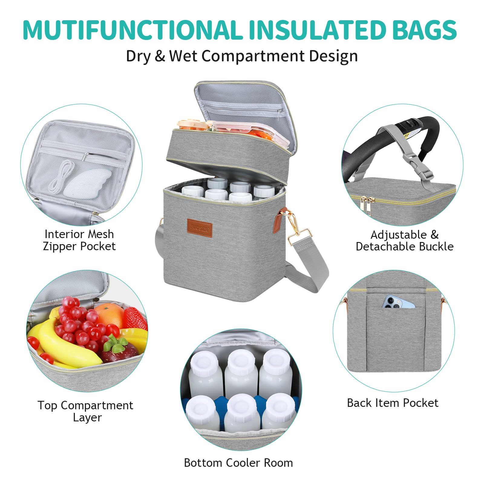 PIIOSER stroller attachment demonstrates hands-free portability.