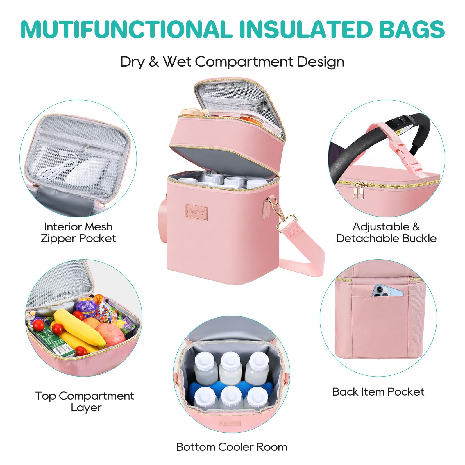 PIIOSER bag attaches to strollers for hands-free transport