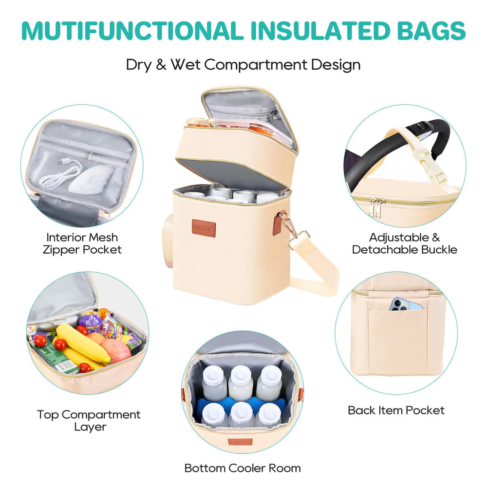 PIIOSER breastmilk cooler bag top compartment stores pumps and accessories