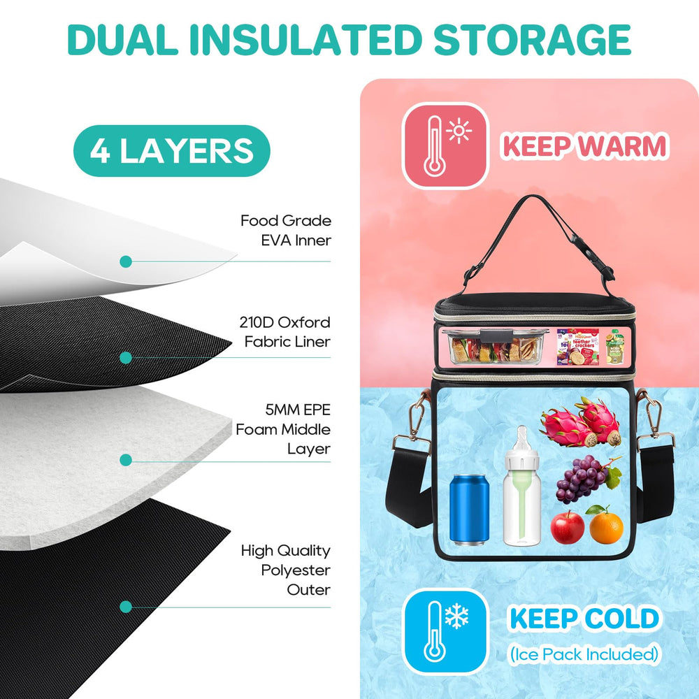 PIIOSER breastmilk cooler bag top compartment stores pumps and accessories on the go