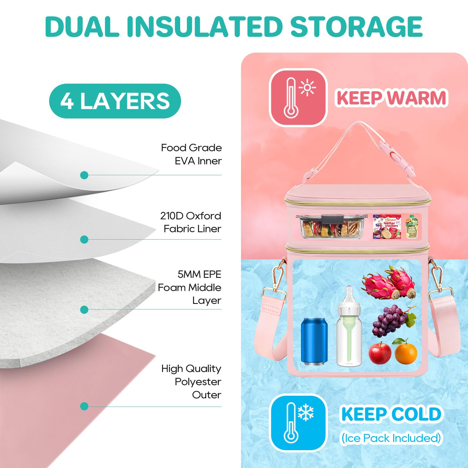 PIIOSER breastmilk cooler bag top compartment stores pumps for easy organization during travel
