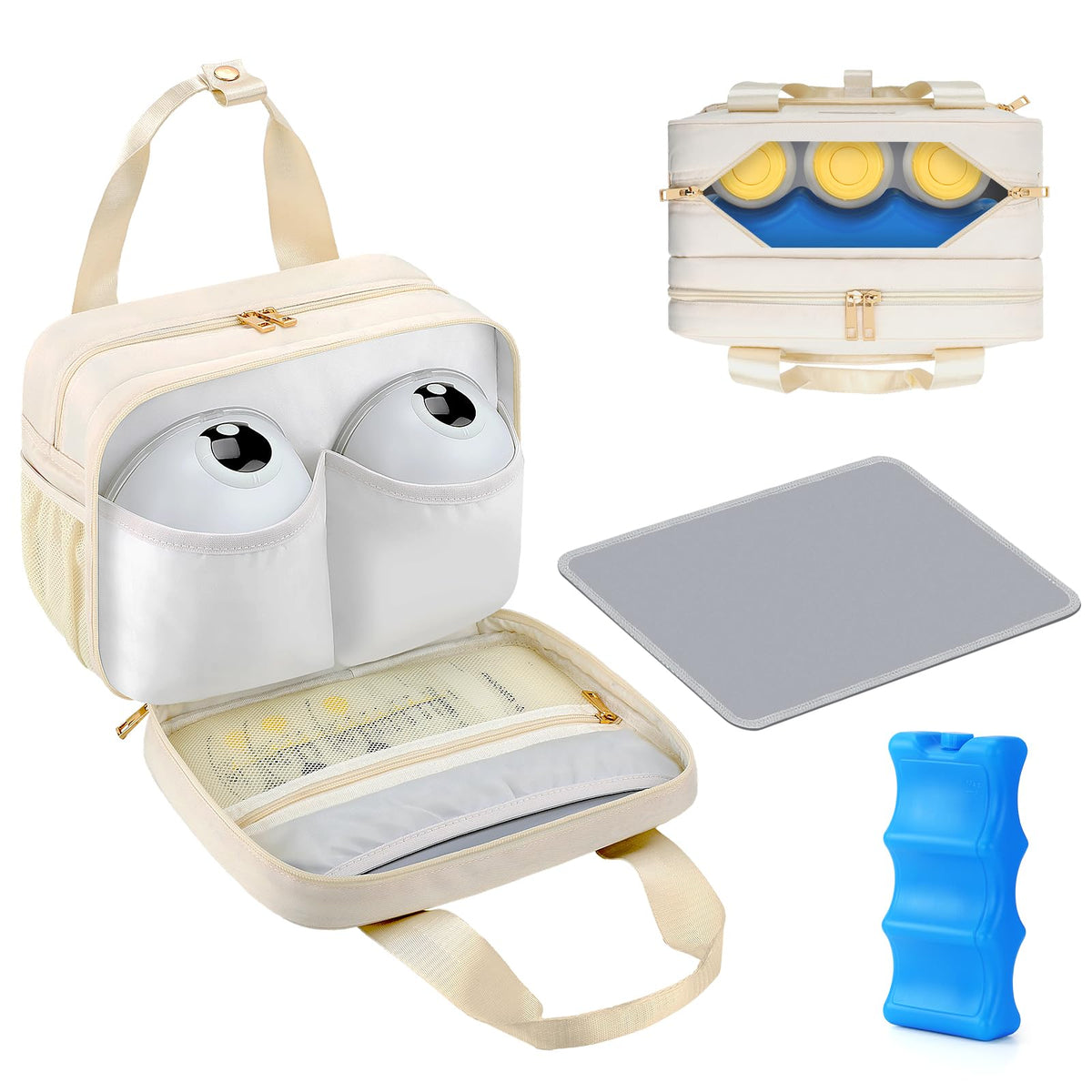 PIIOSER Breastmilk Cooler Bag wearable pump front pockets keep pumps secure on the go