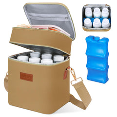 PIIOSER breastmilk cooler bottom compartment with ice pack keeps bottles cold for hours.