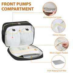 PIIOSER Breastmilk Cooler Bag mesh pocket stores bags and cables neatly