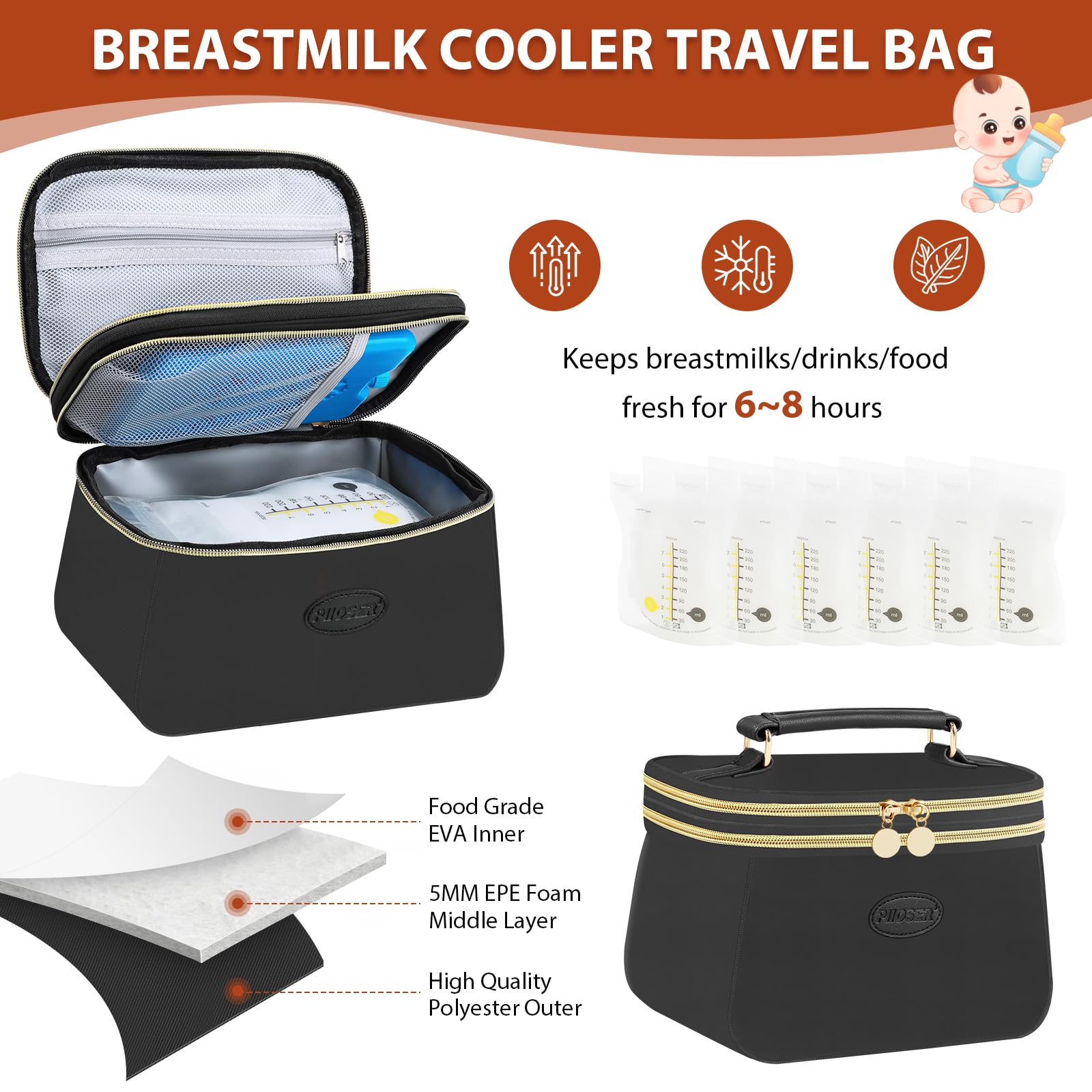 PIIOSER cooler bag inner liner demonstrates waterproof, leakproof protection for liquids