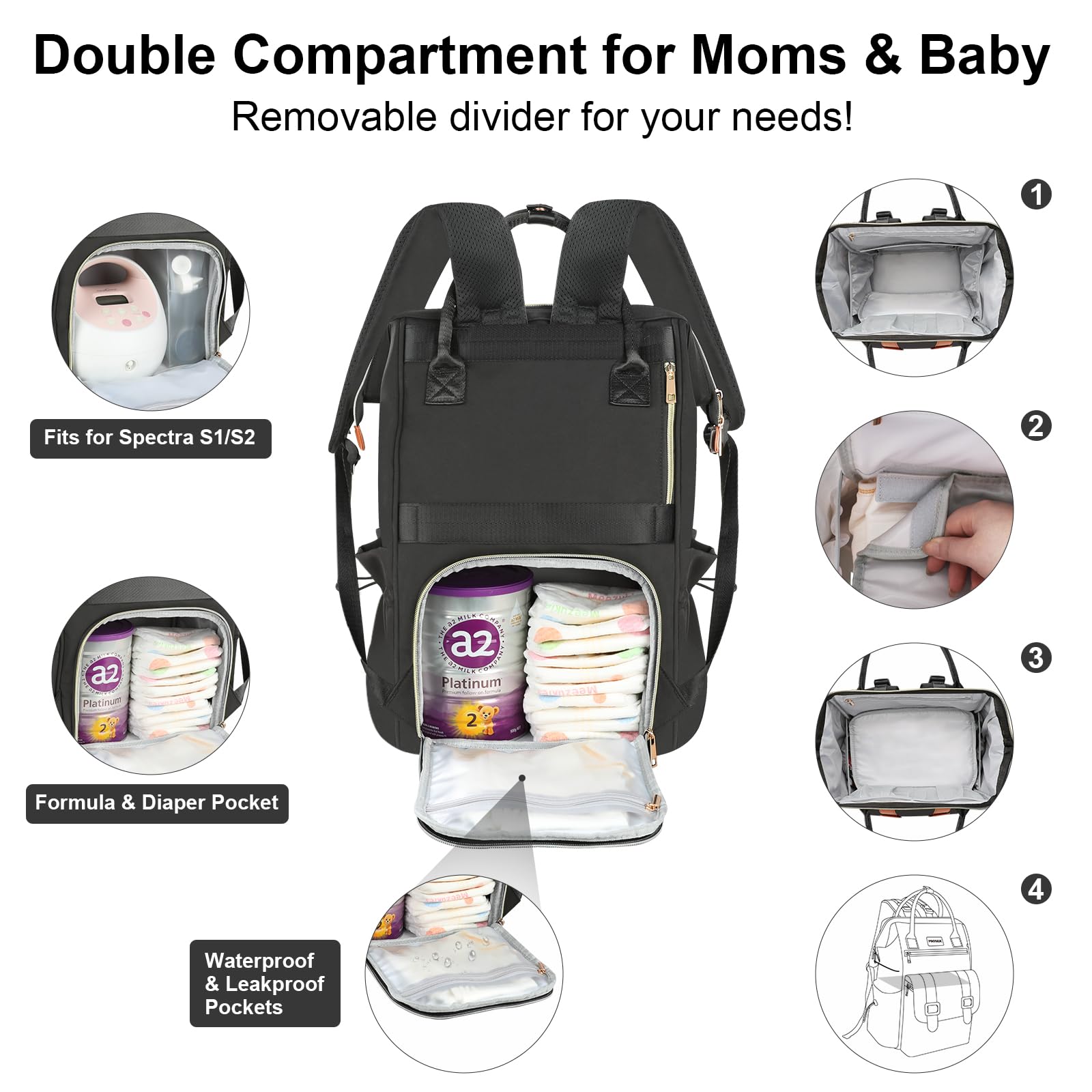 PIIOSER diaper bag tote back luggage strap simplifies travel.