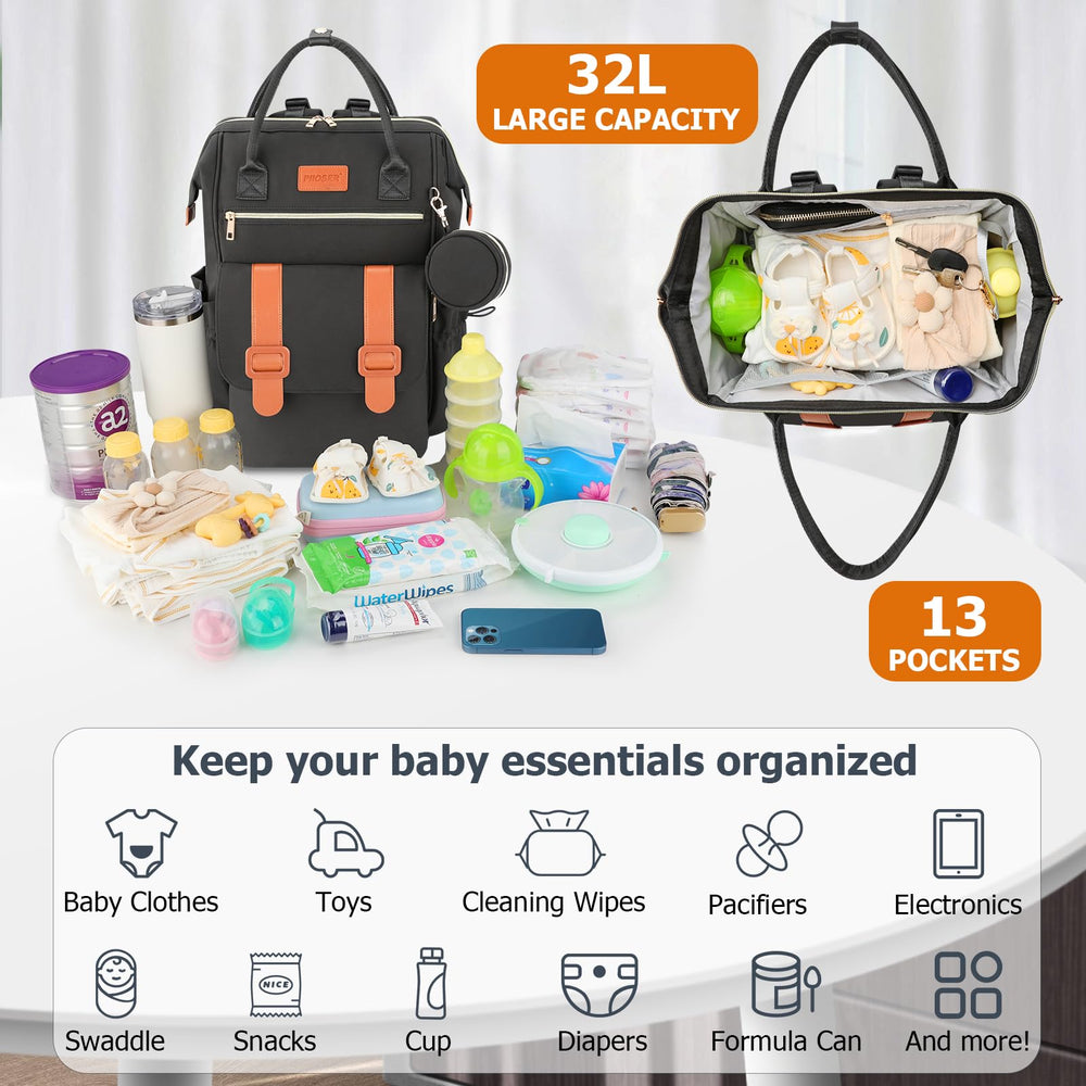 PIIOSER diaper bag tote changing pad unfolds for on-the-go changes.