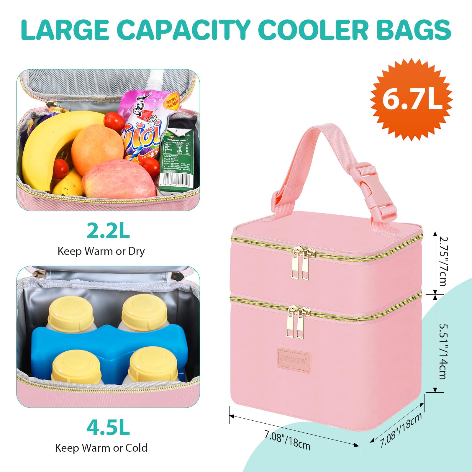 PIIOSER four-bottle capacity demonstrates versatile daycare packing.