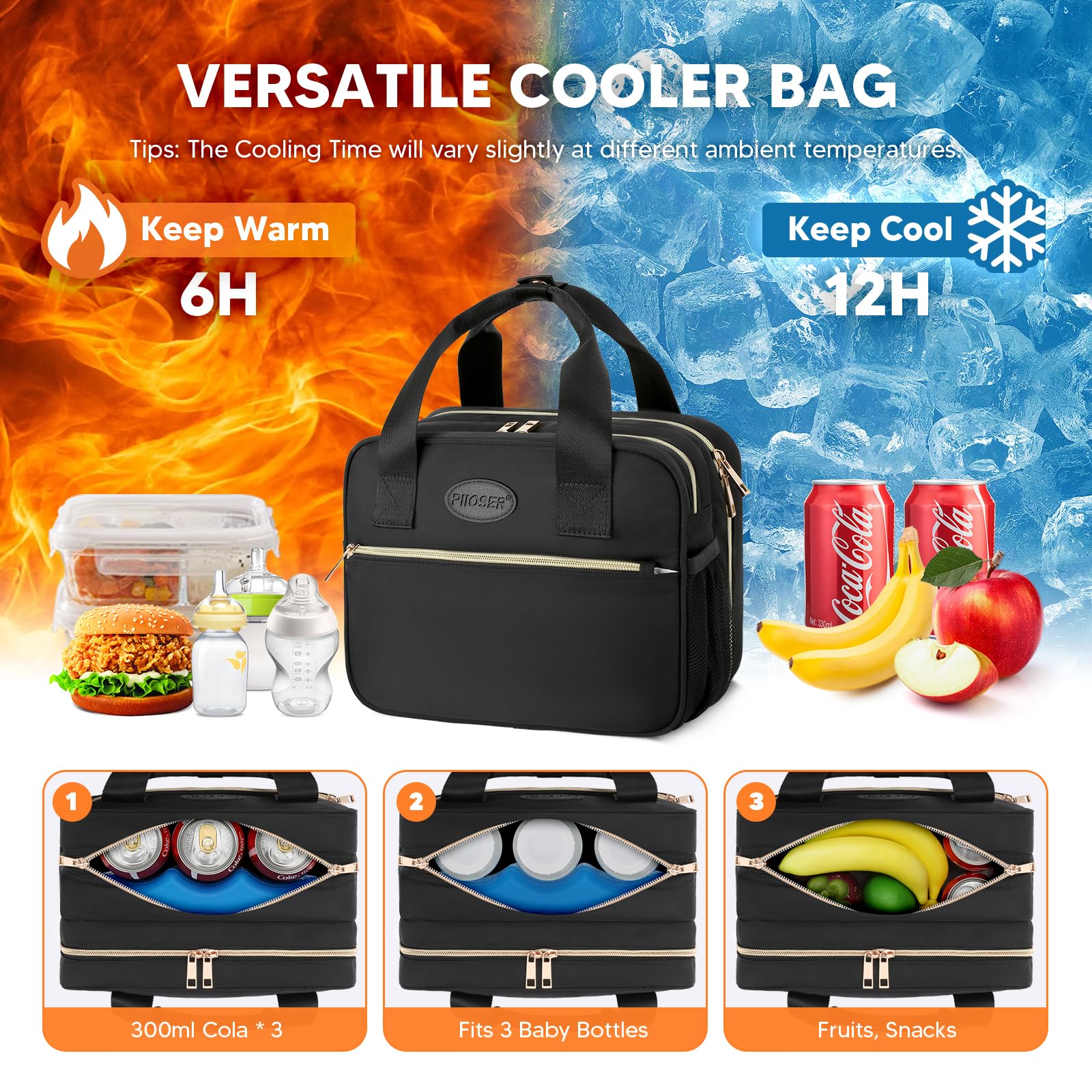 PIIOSER ice-pack in cooler compartment for milk cooling on outings