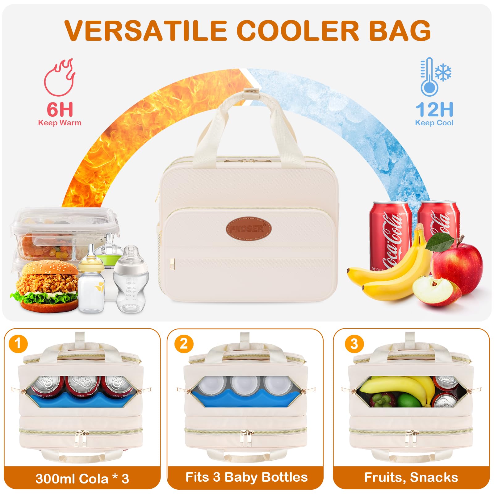 PIIOSER mesh pocket stores milk bags and cables for organization