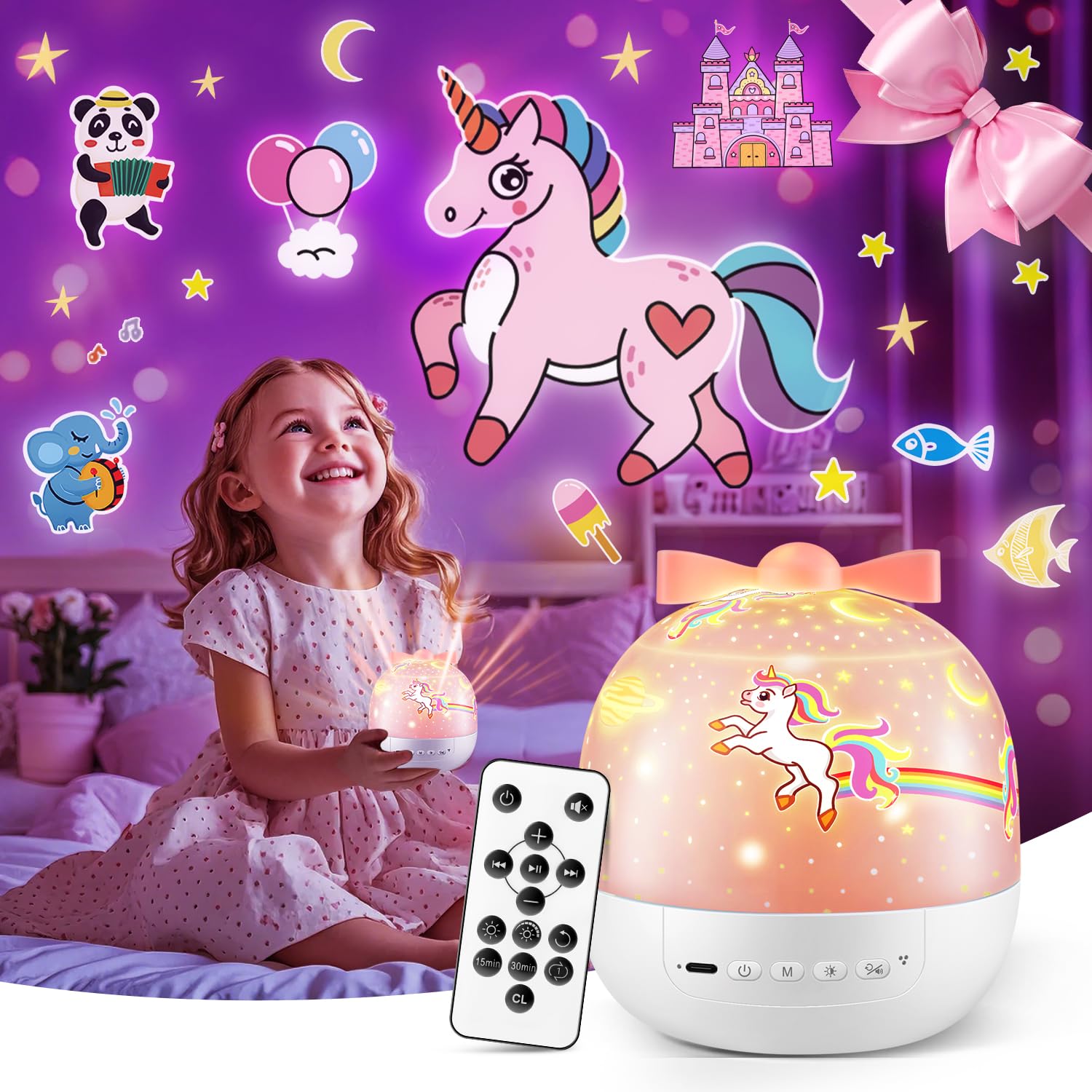 PIKOY ceiling stars and ocean lights create a calming bedtime ambiance for girls' rooms.