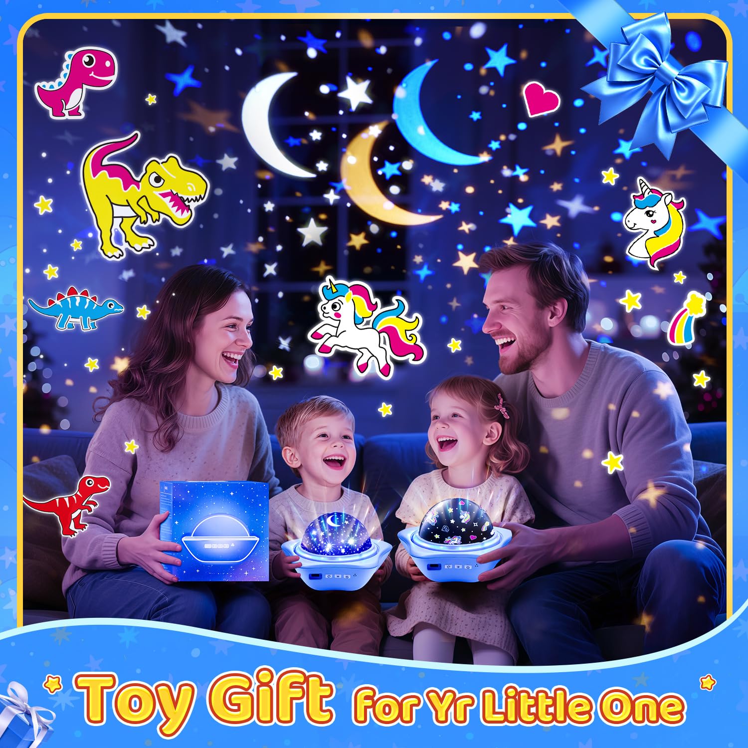 PIKOY kids room decor showing star and moon films for imagination.