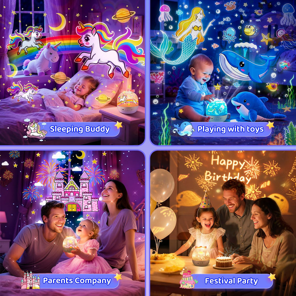 PIKOY unicorn night light projector with dimmable brightness for night feeds