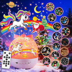 PIKOY unicorn night light projector with remote control for easy bedtime setup