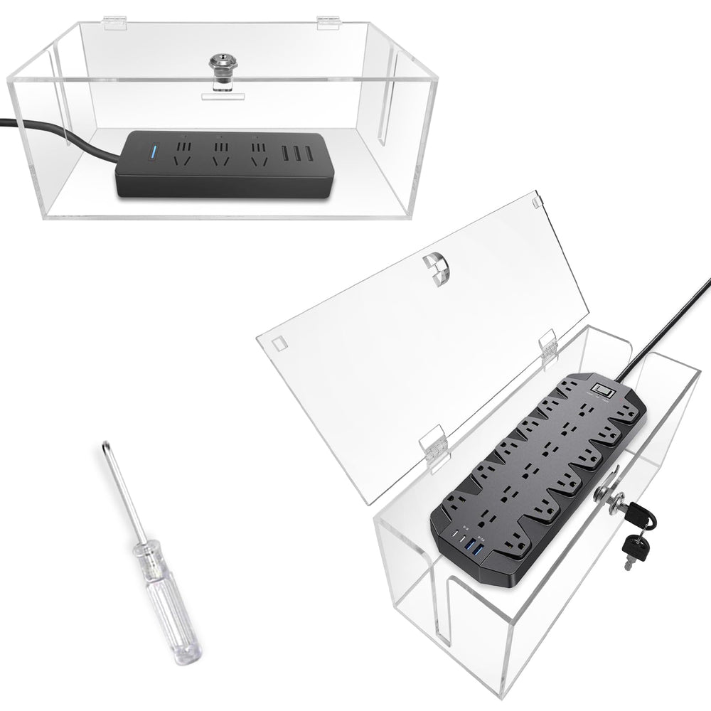 PILISPARK 2pc acrylic cable organizer large hides power strips for a tidy space.