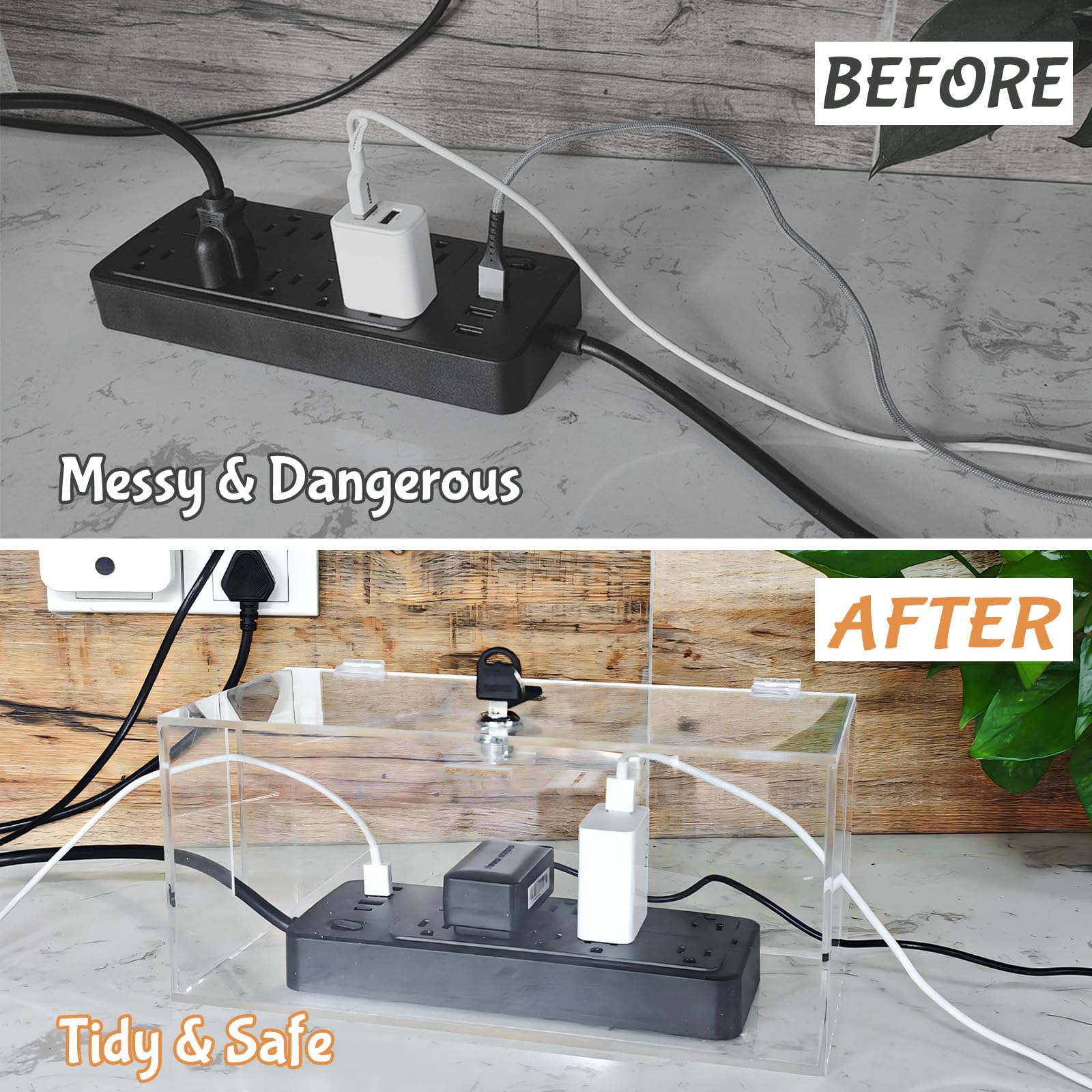 PILISPARK 2pc acrylic cable organizer small keeps desk cables neat behind furniture.