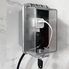PILISPARK box key-lock front view showing secure childproof outlet cover