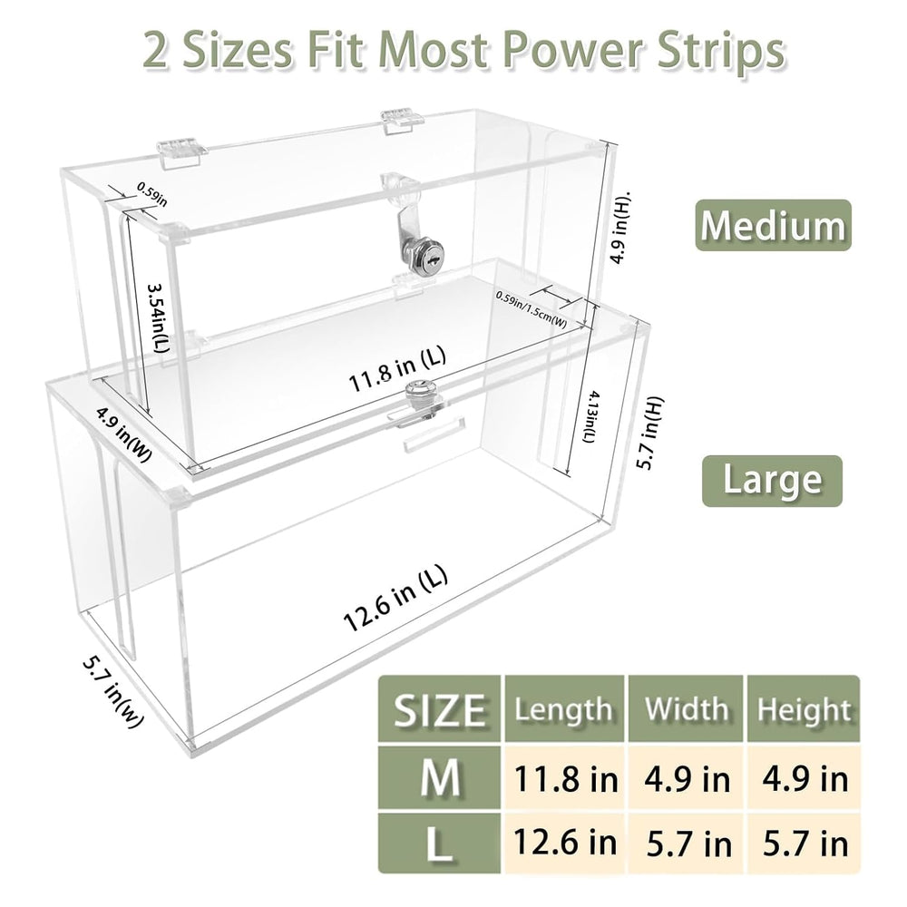 PILISPARK cable organizer box with lock secures cords and protects outlets.