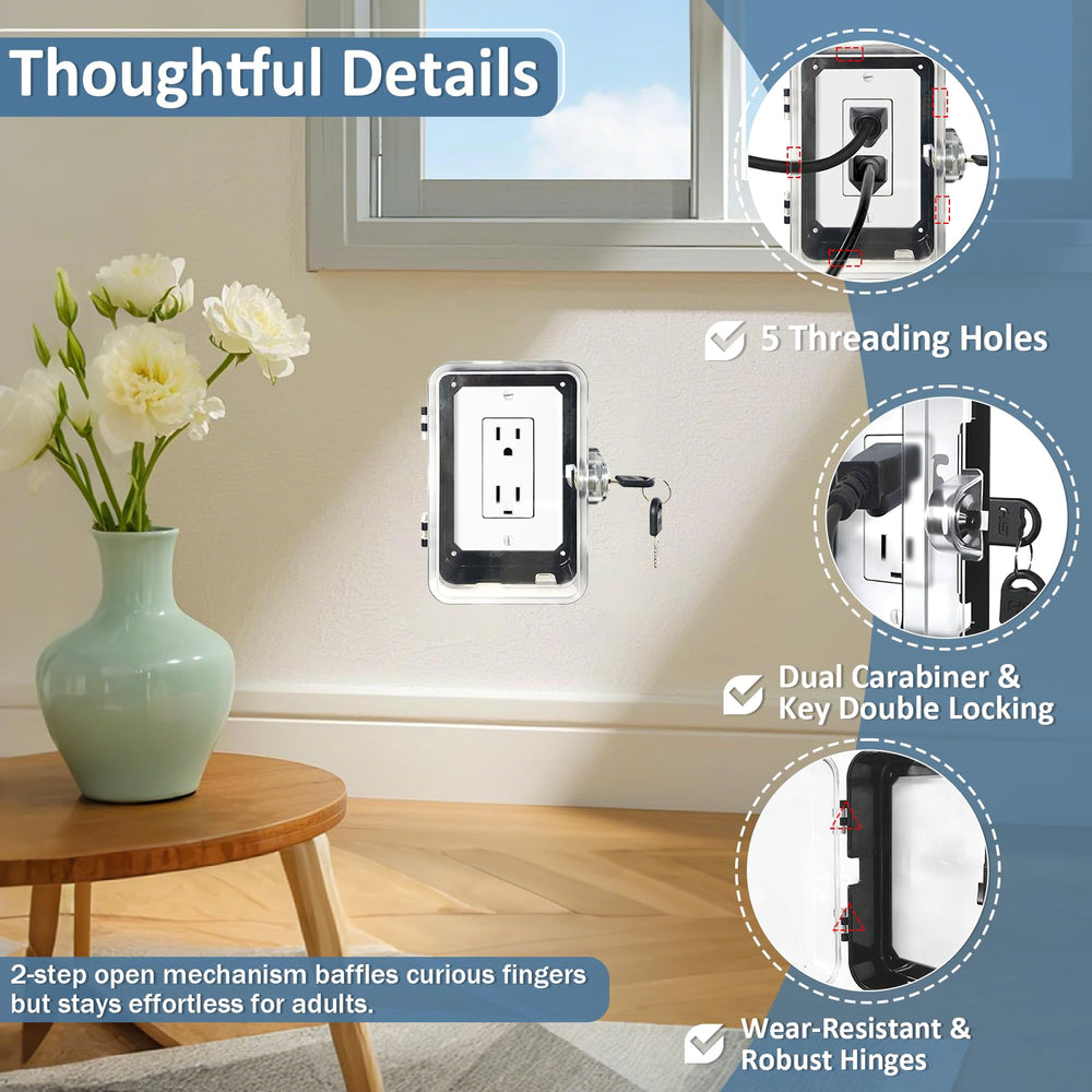 PILISPARK wide socket coverage fits large plugs without blocking adjacent outlets